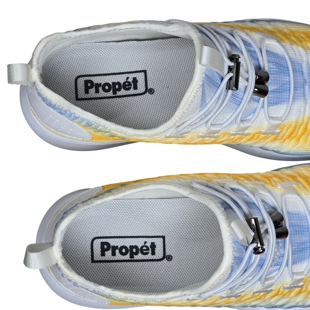 Propet Womens Size 6 4E‎ WAA132M Travelbound White Lemon Knit Slip On Sneakers
